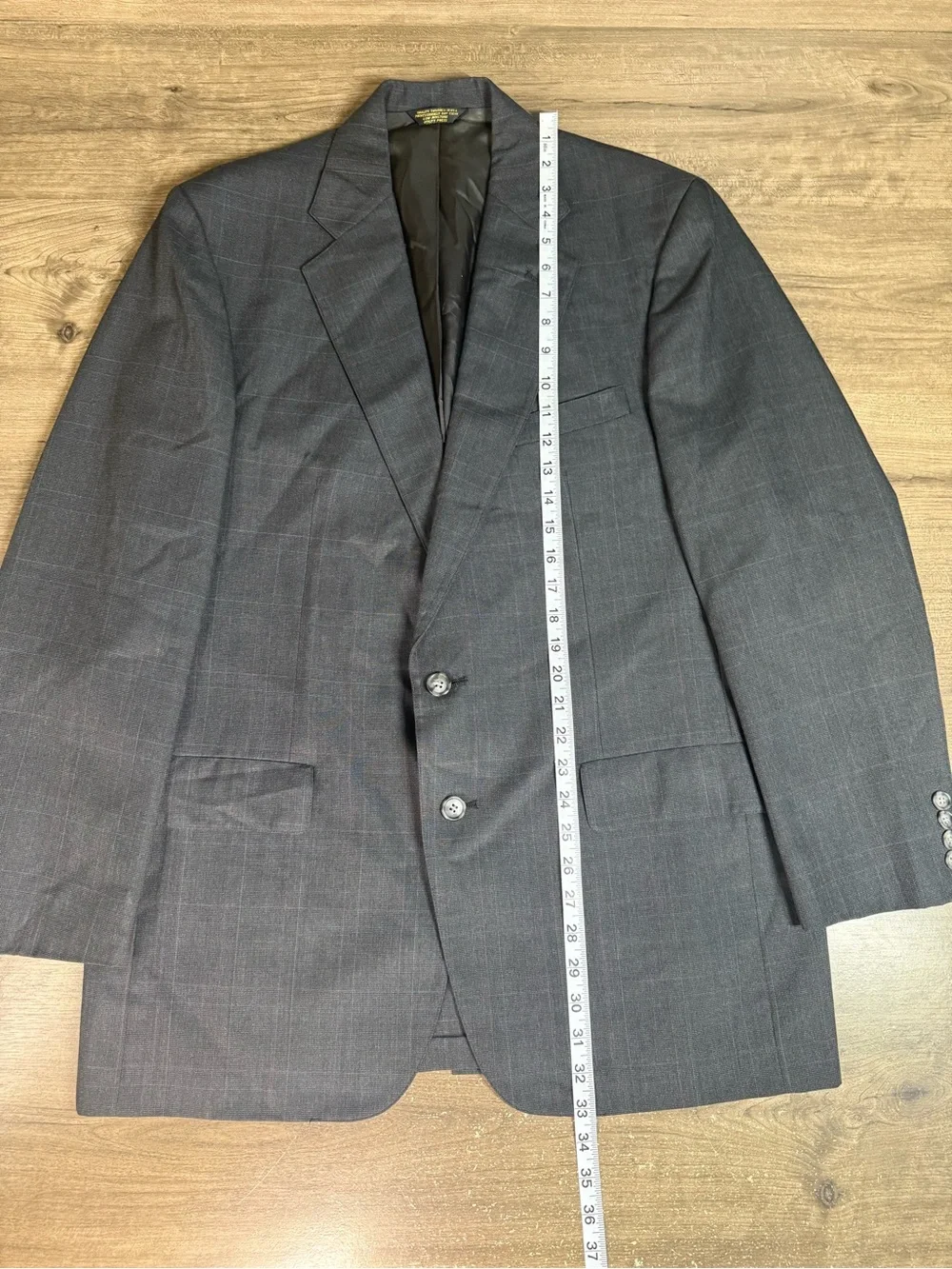 Vintage John Weitz Palm Beach Blazer 46L Gray Plaid Sport Coat USA Made